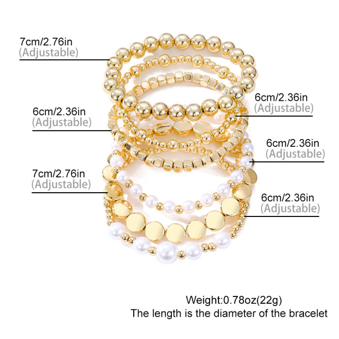 Jewelry Exaggerated Beaded French Bracelet Set Elegant Large Round Beads Micro Inlaid Bracelet Jewelry