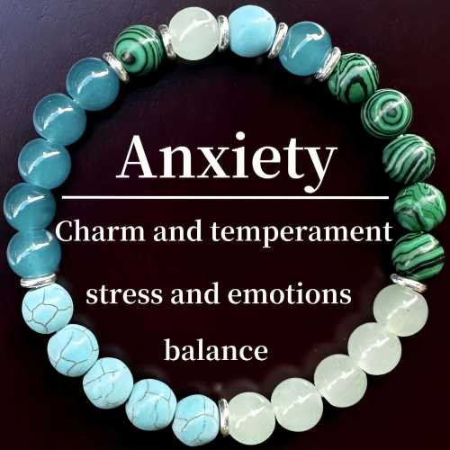 Temu Xiyin TK Cross-Border Hot-Selling Bracelet Made with Four Types of Natural Stones: Malachite, Blue Turquoise, Prehnite, and More