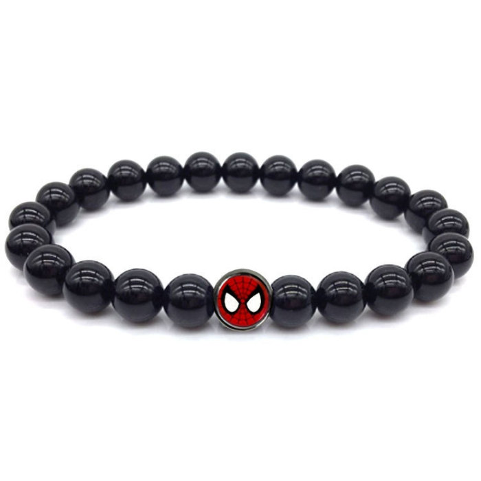 Accessories New European and American Men's Spider-Man Bracelet Tiger Eye Volcanic Stone White Pine Handmade Beaded Bracelet Beads