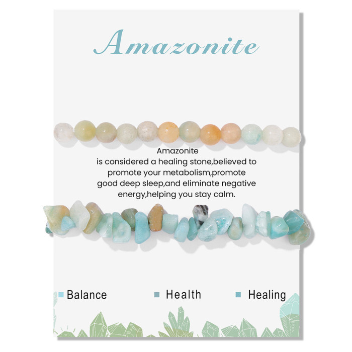 Amazon Hot-Selling Crystal Agate Beaded Bracelet European and American Irregular Stone Beads 2-Piece Set Bracelet Export Exclusive