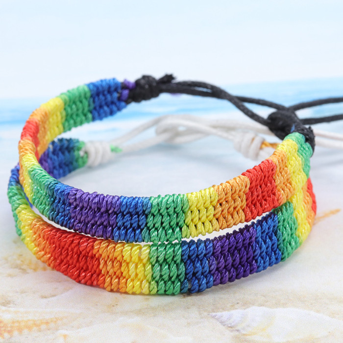 Cross-Border Hot-Selling Colorful Red Rope Bracelet Hand-Woven Rainbow Friendship Bracelet Bohemian Style Jewelry In Stock