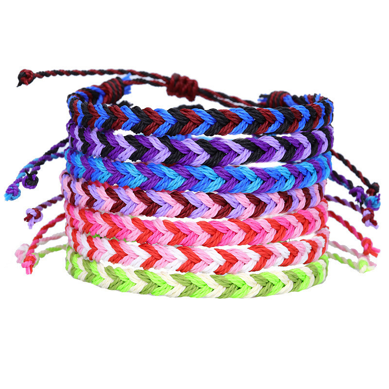 Cross-Border Hot Selling European and American Trendy Jewelry Taiwan Wax Thread Beach Surfing Waterproof Braided Bracelet Braided Bracelet