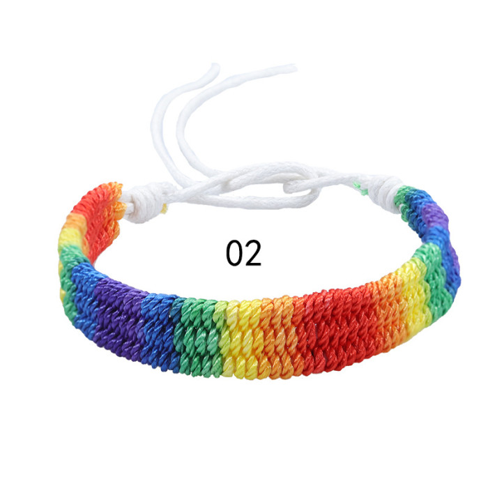 Cross-Border Hot-Selling Colorful Red Rope Bracelet Hand-Woven Rainbow Friendship Bracelet Bohemian Style Jewelry In Stock
