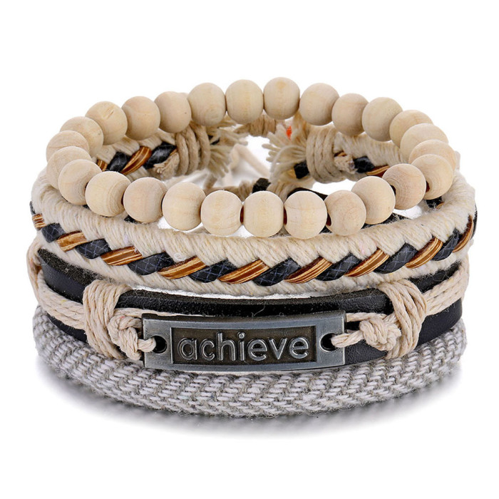 European and American Cross-Border Jewelry Simple Women's Handmade Woven Bracelet Men's Leather Bracelet Wholesale Cheap Hand Ring Hand Jewelry