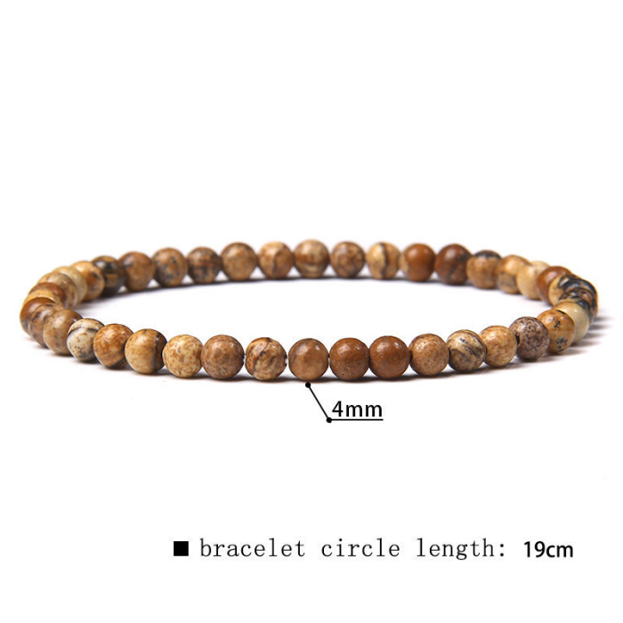 4mm Natural Agate Mini Energy Bracelet for Women Smooth Beads Semi-Precious Stone Pulsera Jewelry Bracelet