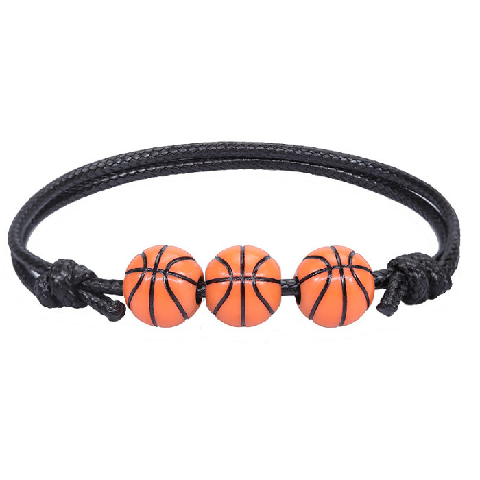 Amazon Hot-Selling Basketball Baseball Bracelet Wax Thread Woven Softball Tennis Football Soccer Wristband Sports Jewelry