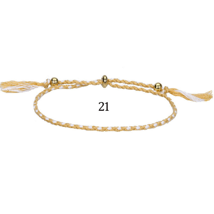 Cross-Border Hot-Selling Bracelet Woven Rope Couple Bracelet Men and Women Cultural Play Accessories Ethnic Tibetan Style Cotton Rope Copper Beads Tassel