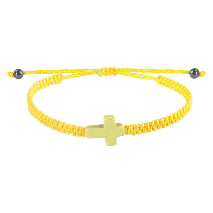 Friendship Jewelry Bohemian Style Solid Color Bracelet Couple Ethnic Style Adjustable Cross Bracelet