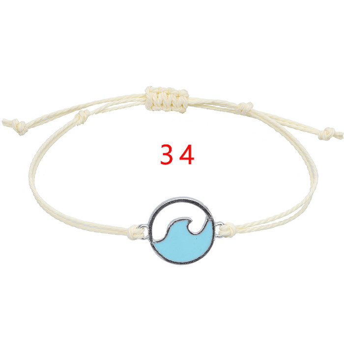Amazon Hot Selling Surfer Wave Bracelet Waterproof Wax Thread Braided Adjustable Beach Friendship Bracelet