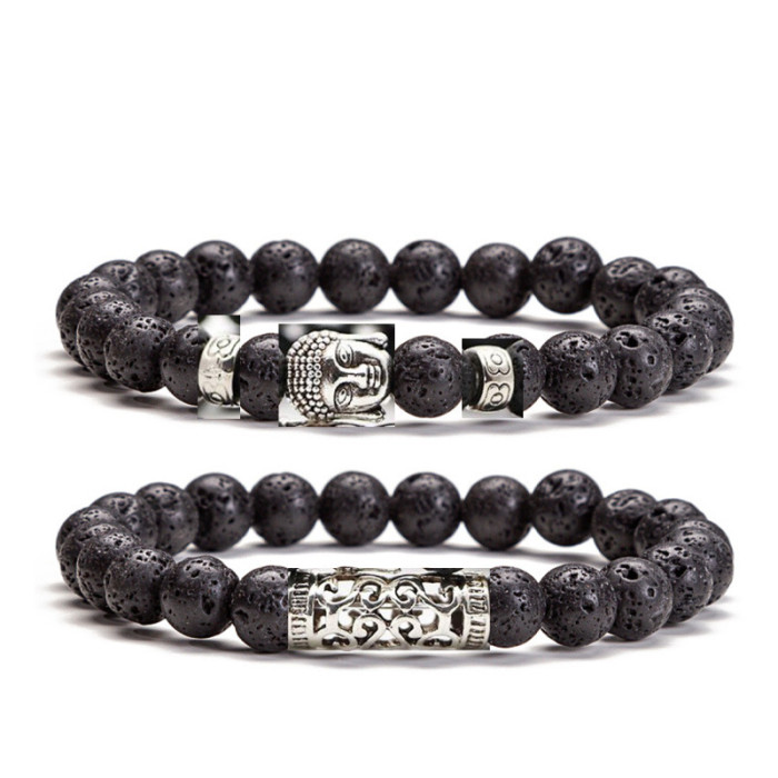 Cross-Border Fashion Jewelry Wholesale New Black Stone Tiger Eye Bead Bracelet Map Stone Bracelet Magnetic Bracelet New Arrival
