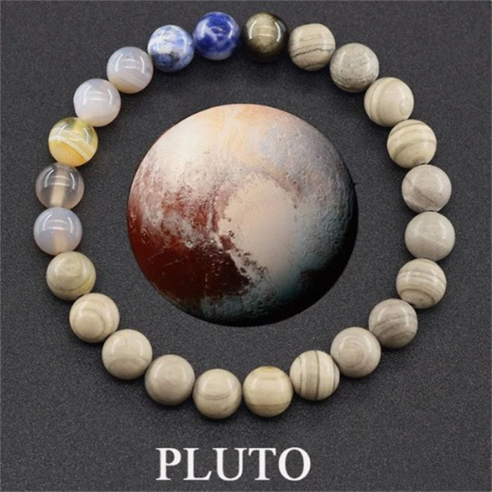Cross-Border New Solar System Eight Planets Natural Stone Elastic Cord Beaded Bracelet Unisex Gift Bracelet Jewelry