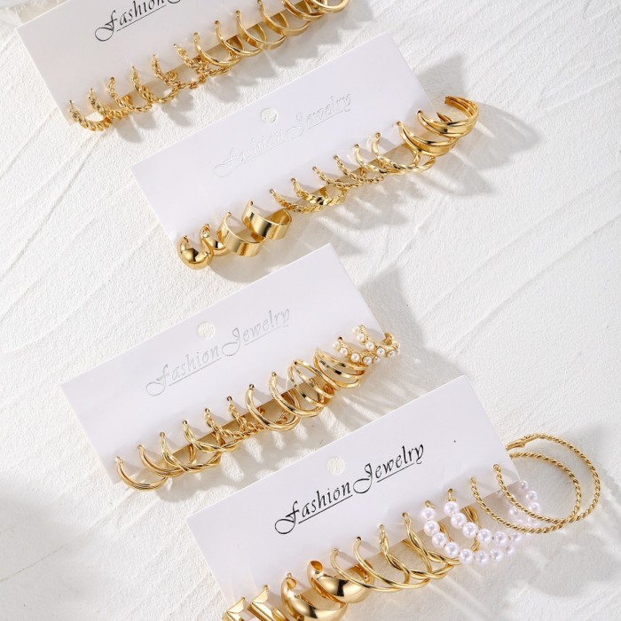 New Arrival Metal Twist Earrings Set 6 Pairs Creative Retro Simple Earrings Geometric Earrings for Women Wholesale, J...