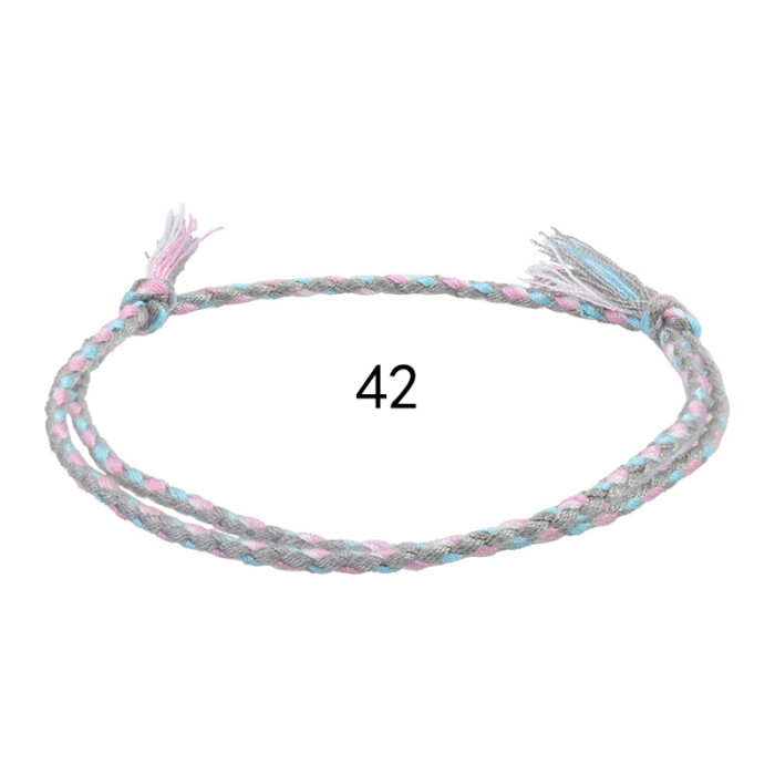 Cross-Border New Simple Peace Buckle Four-Strand Colorful Hand Rope Wenwan Thread Bracelet Handmade Woven Red Rope Bracelet