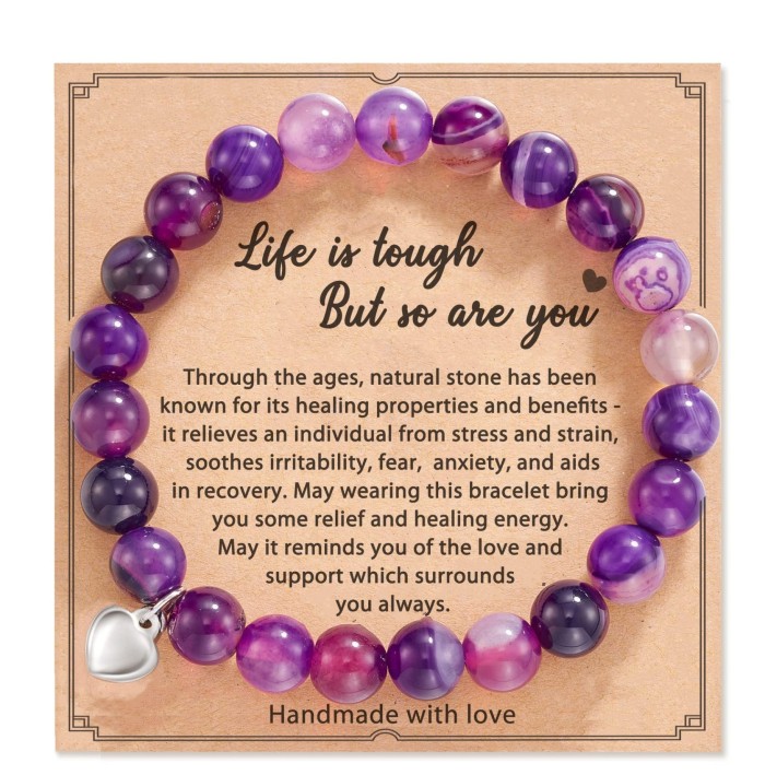 Summer New Arrival Handmade Woven Pink Zebra Green Chalcedony Hematite Unisex Beaded Heart Bracelet Cross-Border