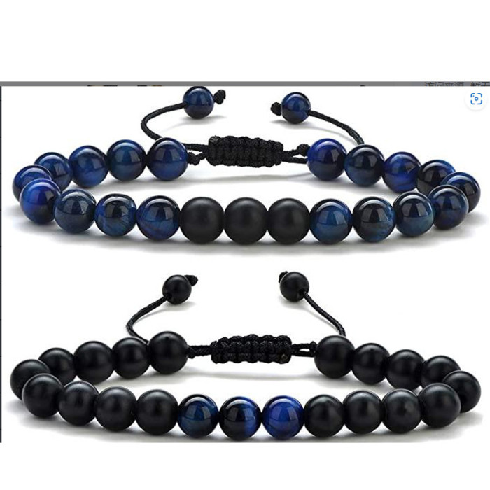 Cross-Border Hot Selling Seven Veins Alloy Jewelry Bracelet Colorful Volcanic Stone Turquoise Tiger Eye Yoga Woven Bracelet Bangle