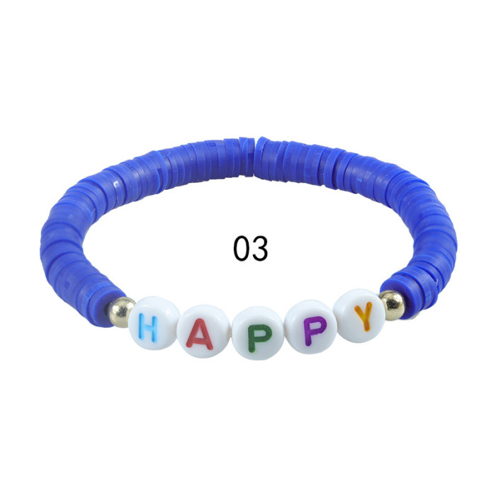 Cross-Border Hot-Selling Soft Clay Letter Bracelet Colorful Beads Elastic Bracelet Foreign Trade New Hand Jewelry In Stock Taylor Bracelet