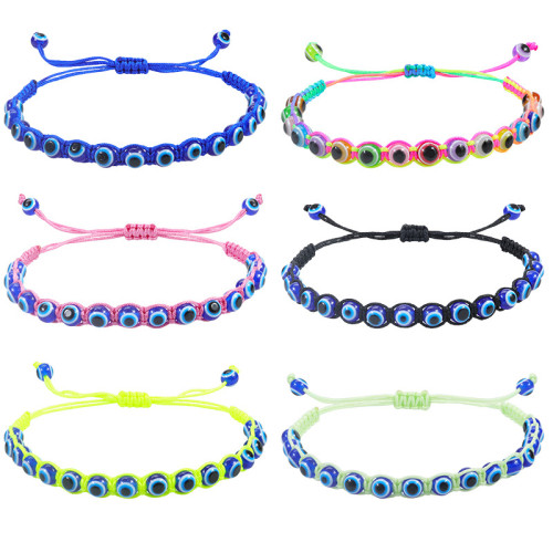 Cross-Border Hot-Selling Devil's Eye Woven Bracelet Angel's Eye Blue Eye Amulet Bracelet TEMU In-Stock Wholesale