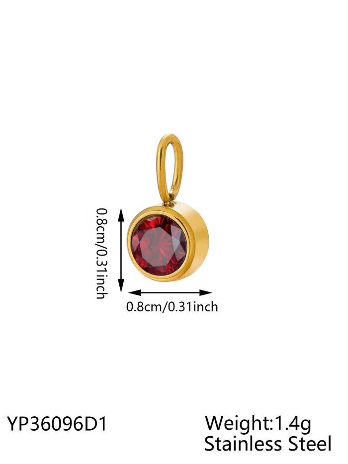 Hot-Selling Stainless Steel Jewelry Accessories Birthstone Pendant DIY Jewelry Accessories Colorful Rhinestone Pendan...