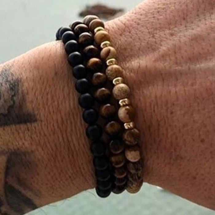 Cross-Border Foreign Trade Fashion Luxury Charm Men's Bracelet Zircon Stone Handmade Beaded Bracelet and Bangle Wholesale