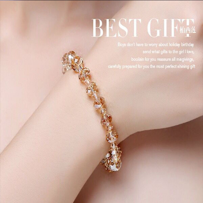 2024 New Korean Style Simple Personality Crystal Bracelet Beaded Elastic Bracelet Wholesale Pujiang Crystal