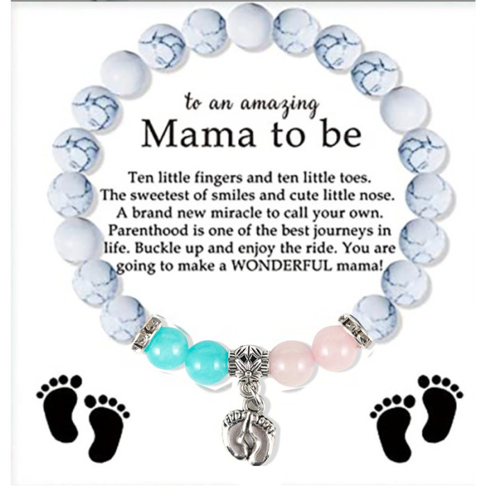 Amazon Hot Selling Cross-Border Rose Quartz Bracelet for Women with Footprint Pendant, White Pine Beads, Jewelry Gift Wholesale Crystal Beads