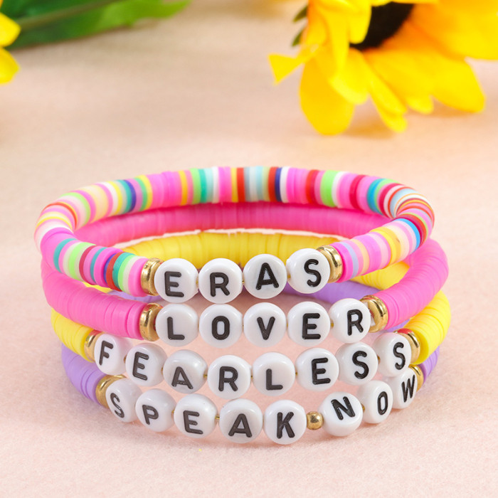 Cross-Border Hot-Selling Taylor Swift Concert Fan Bracelet Soft Clay Alphabet Numbers 1989 Bracelet In Stock