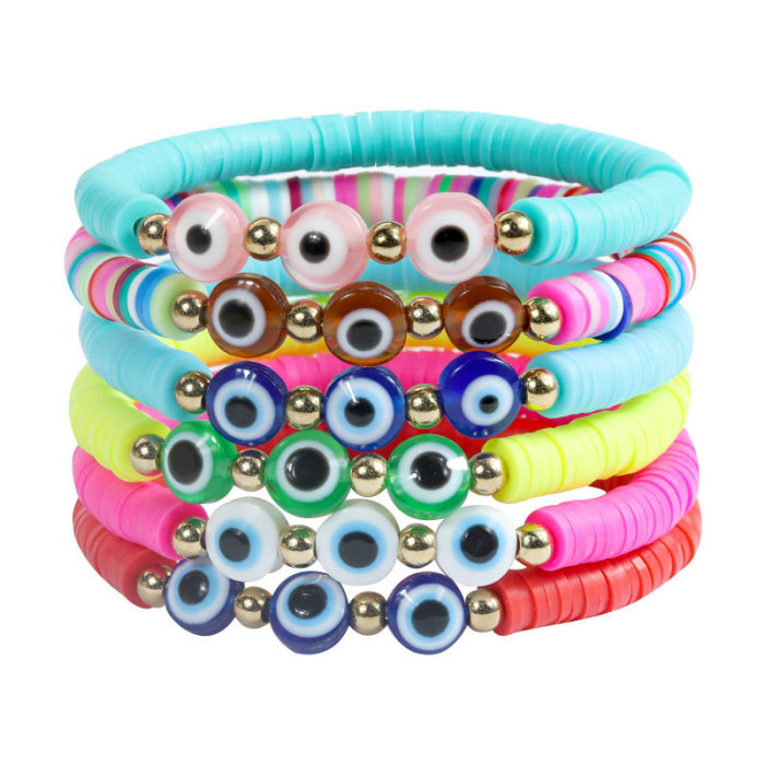 Cross-Border Hot Selling Devil's Eye Soft Clay Bracelet Amulet Bracelet Parent-Child Gift Bracelet