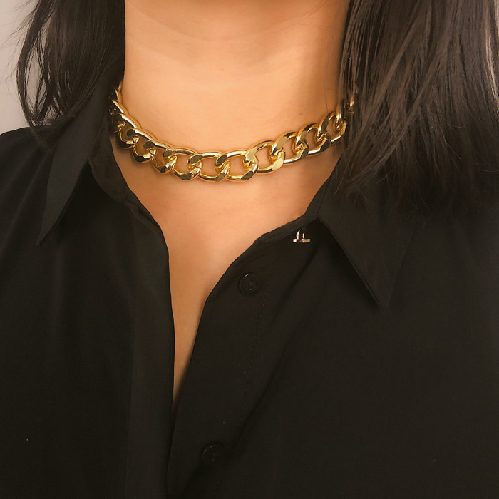 Korean Jewelry Retro Exaggerated Thick Necklace Ins Hip-Hop Collarbone Necklace