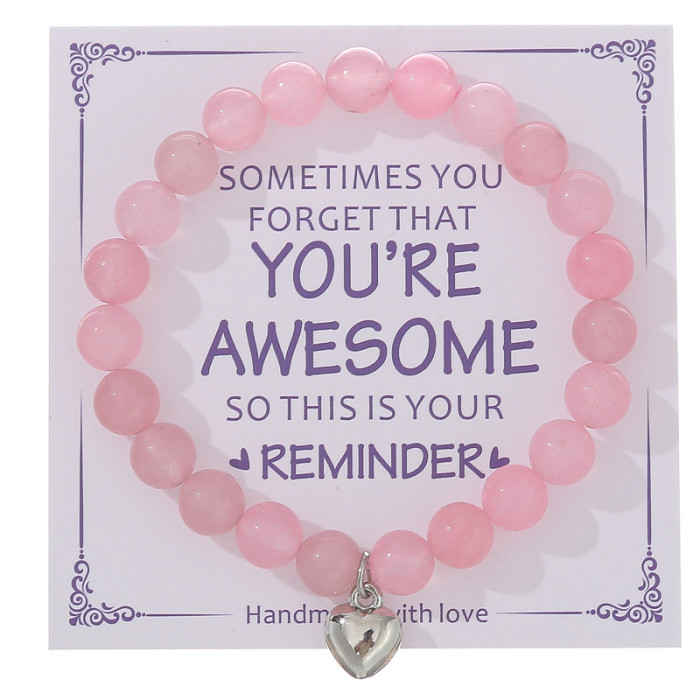 New Purple Striped Agate Bracelet Pink Crystal Morganite Beaded Bracelet for Men and Women Friendship Heart Beaded Jewelry Amazon