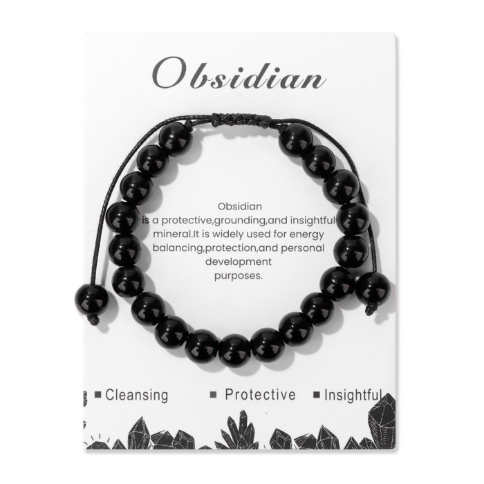 New Amazon Pink Quartz Strawberry Jam Amethyst Agate Braided Bracelet for Men Vintage Simple Adjustable Bracelet European and American Style