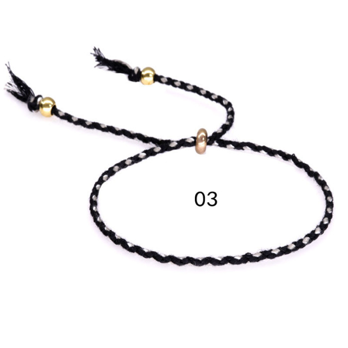 Amazon Hot-Selling Bracelet Copper Beads Tassel Hand Jewelry Colorful Cotton Thread Bracelet Unisex Ins Yiwu Foreign Trade New Model