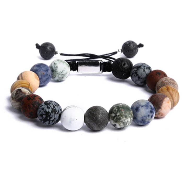 New Stone Solar System Eight Planets Bracelet Universe Milky Way Star Exploration Woven Bracelet Hot Item