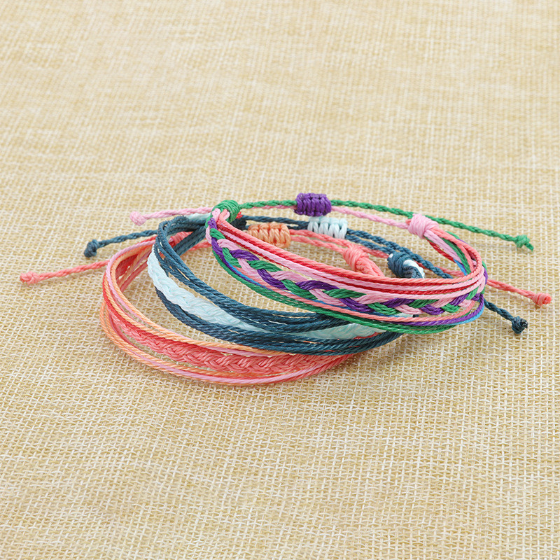 Cross-Border New Braided Bracelet Bohemian Style Braided Bracelet Waterproof Wax Thread Surfing Hand Accessories In Stock