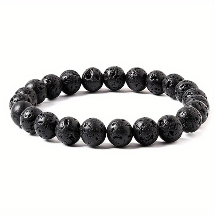 Cross-Border European and American Men's Tiger Eye Stone 8mm Beaded Bracelet Jewelry Black Gallstone Obsidian White Pine Bracelet Wholesale