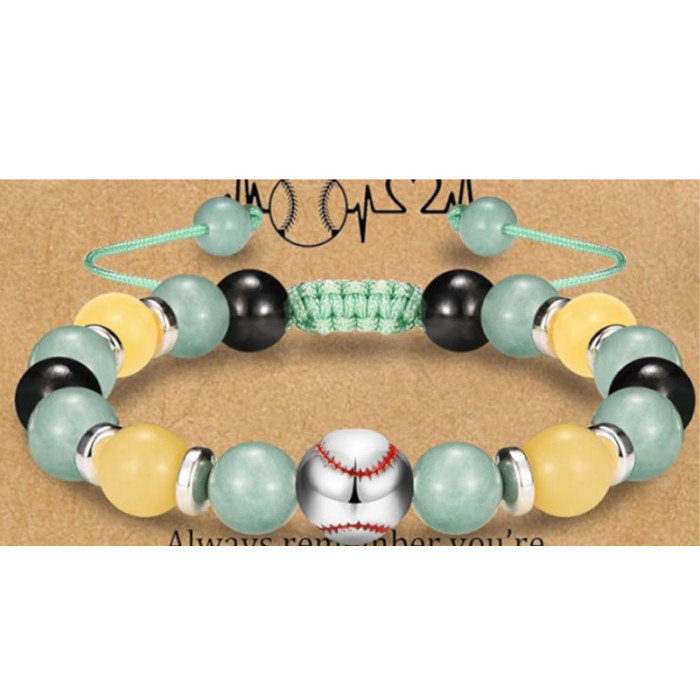Amazon Hot-Selling Obsidian Men's Football Rugby Volleyball Hand-Woven Bracelet New Women's Beaded Bracelet
