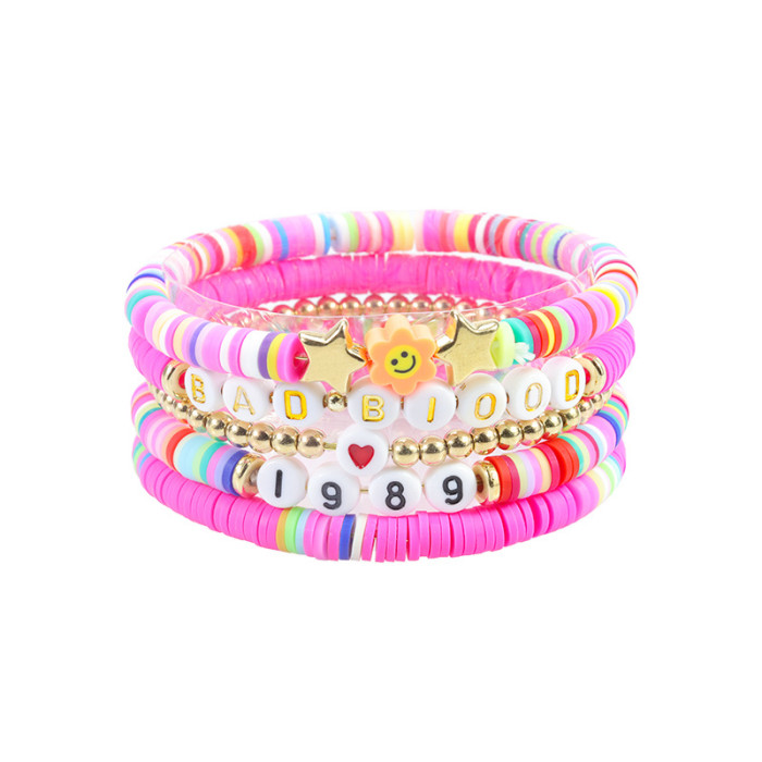 Amazon Taylor Fan Bracelet Elastic Personalized Colorful Letter Multi-layer Beaded Jewelry Set Manufacturer In Stock
