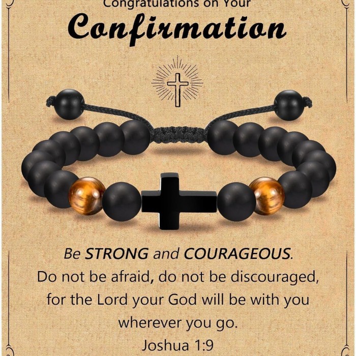 Amazon European and American Men's Tiger Eye Stone Bracelet Handmade Adjustable Cross Bracelet Father's Day Gift