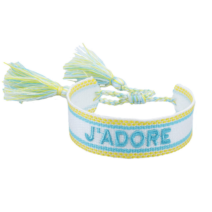 European and American Style Woven Couple Bracelets with Letter Embroidery, Tassel Wristbands, LOGO Fashionable Men's and Women's Woven Bracelets