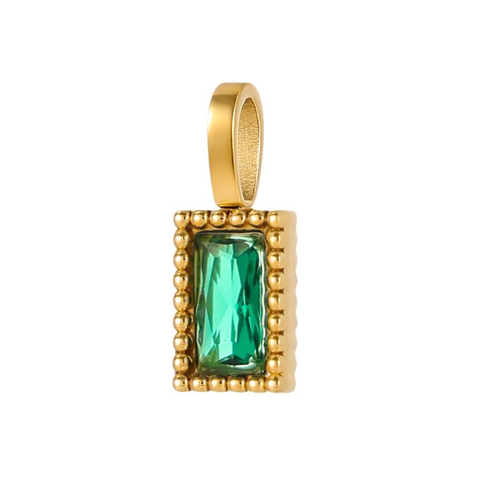 Fashion Square Niche Design Zircon Colorful Zircon Accessories Pendant Stainless Steel Accessories Wholesale