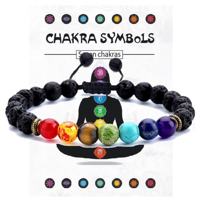 Amazon Summer Hot-Selling Seven Meridian Bracelet Non-Fading Tiger Eye Woven Yoga Wheel Beaded Bracelet Handmade