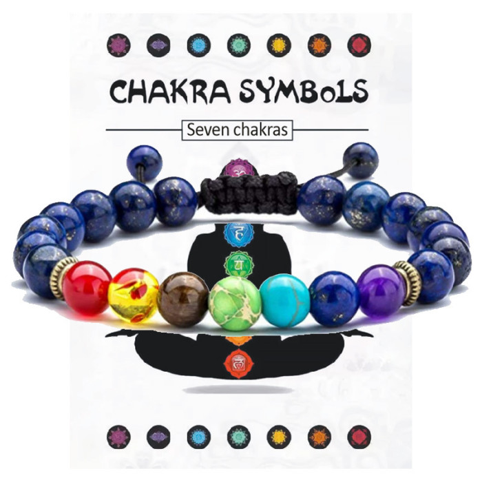 Amazon Summer Hot-Selling Seven Meridian Bracelet Non-Fading Tiger Eye Woven Yoga Wheel Beaded Bracelet Handmade