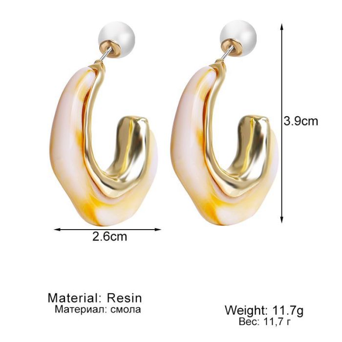 New Irregular Earrings From Korean Jewelry Industry, Colorful Pearl U-Shaped Earring Set, Same Style As Instagram Inf...