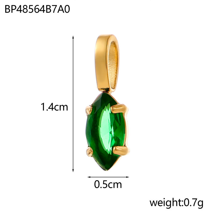 INS Style Exquisite Fashion Colorful Zircon Accessories Water Drop Pendant Stainless Steel December Birthstone