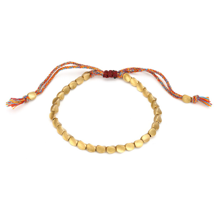 Cross-Border New Jewelry Hand-Woven Wenwan Thread Bracelet Irregular Copper Bead Bracelet Creative Pull Tassel Bracelet