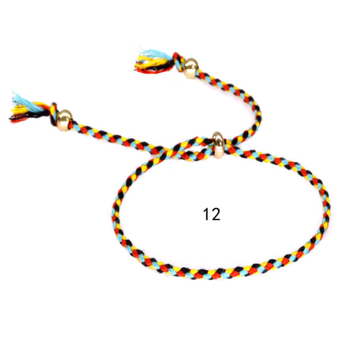 Amazon Hot-Selling Bracelet Copper Beads Tassel Hand Jewelry Colorful Cotton Thread Bracelet Unisex Ins Yiwu Foreign Trade New Model