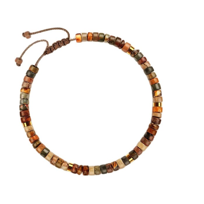 Picasso Red Turquoise Bracelet Coffee Color Cord Hand-woven Adjustable Blessing Bracelet 4mm Red Turquoise Bracelet