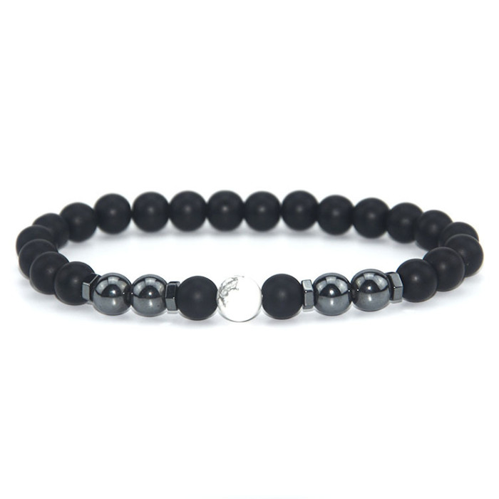 Cross-Border New Matte Black Bead Magnetic Anklet European and American Retro Snowflake Stone Magnetic Foot Jewelry Large Quantity at Great Price