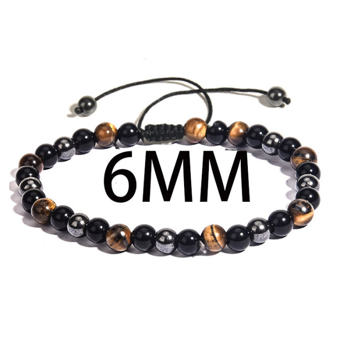 Cross-Border New Tiger Eye Obsidian Hematite Bracelet 10mm Jewelry Woven Handmade Beaded Jewelry