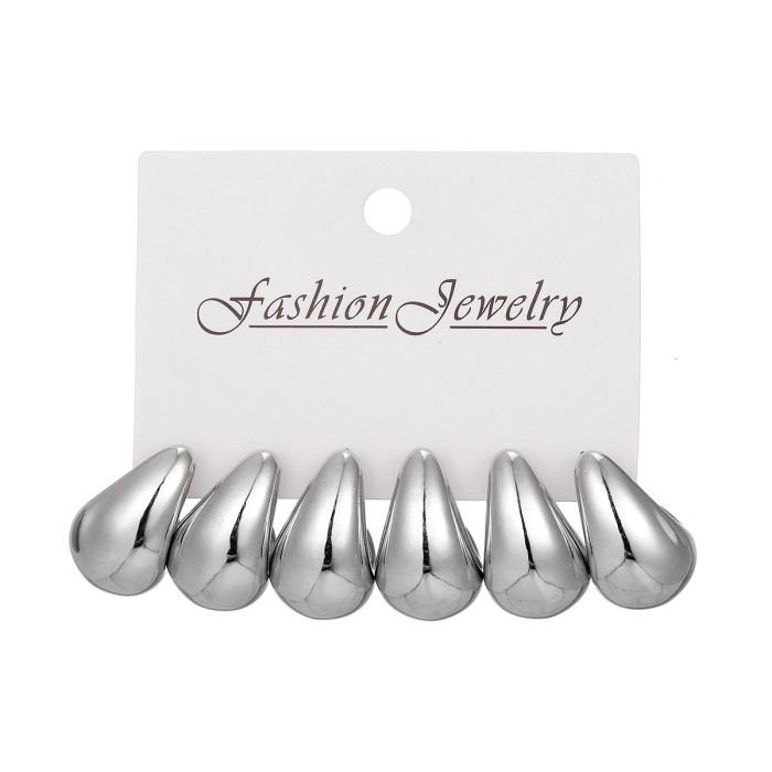 Amazon Hot-Selling Water Drop Earring Set Niche High-End Design Sense Stud Earrings Fashionable Versatile Commuting E...