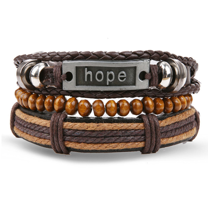 European and American Cross-Border Jewelry Simple Women's Handmade Woven Bracelet Men's Leather Bracelet Wholesale Cheap Hand Ring Hand Jewelry